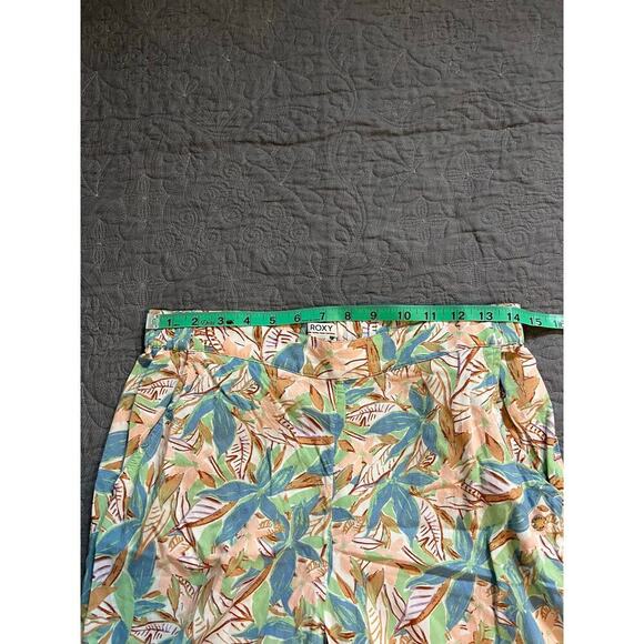 Roxy leaf tropical floral print crop top puff sleeve wide leg pant set medium - Picture 6 of 14